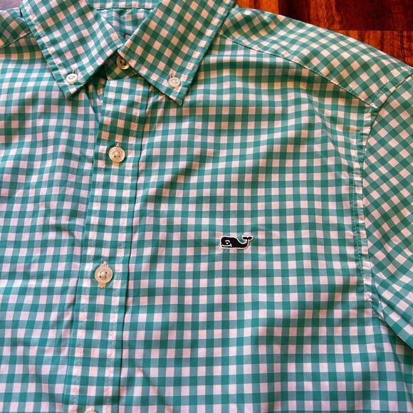Vineyard Vines Men's Classic Fit Whale Green Gingham Button Down Shirt Size XS - Picture 3 of 5
